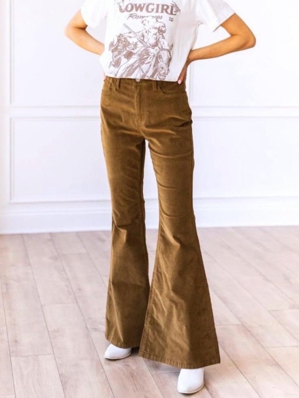 Free People Flare Corduroy Size 26 Pants Green Western